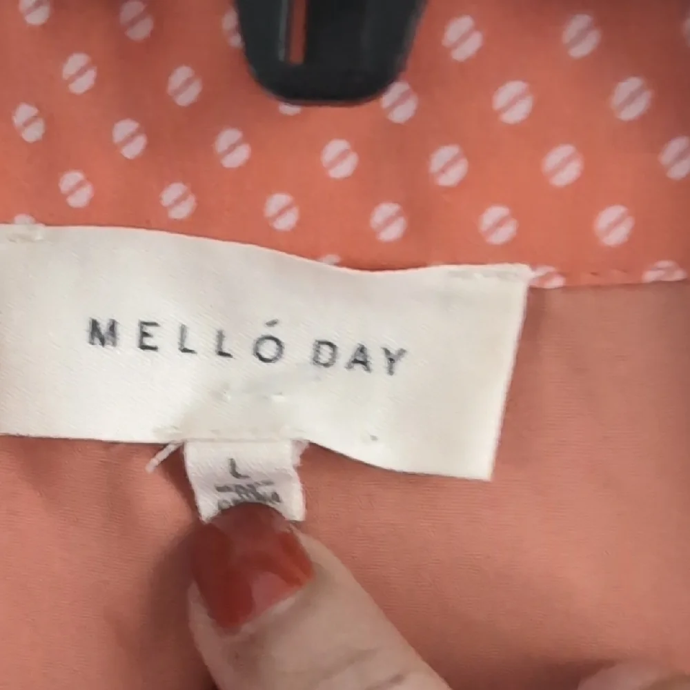 MELLO DAY Women's Orange Half Button Dotted Dress With Belt Size Large